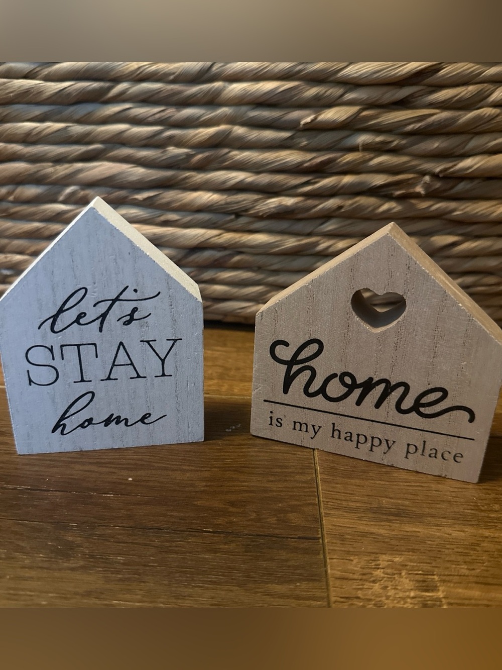 Rustic Neutral Home Wooden Décor Signs - Set of 2